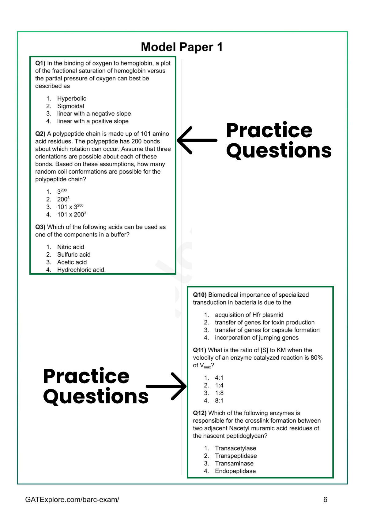 BARC Exam 2026 (OCES/DGFS) BioScience Model Question Papers with Answer Key (PYQ) - GATExplore Store