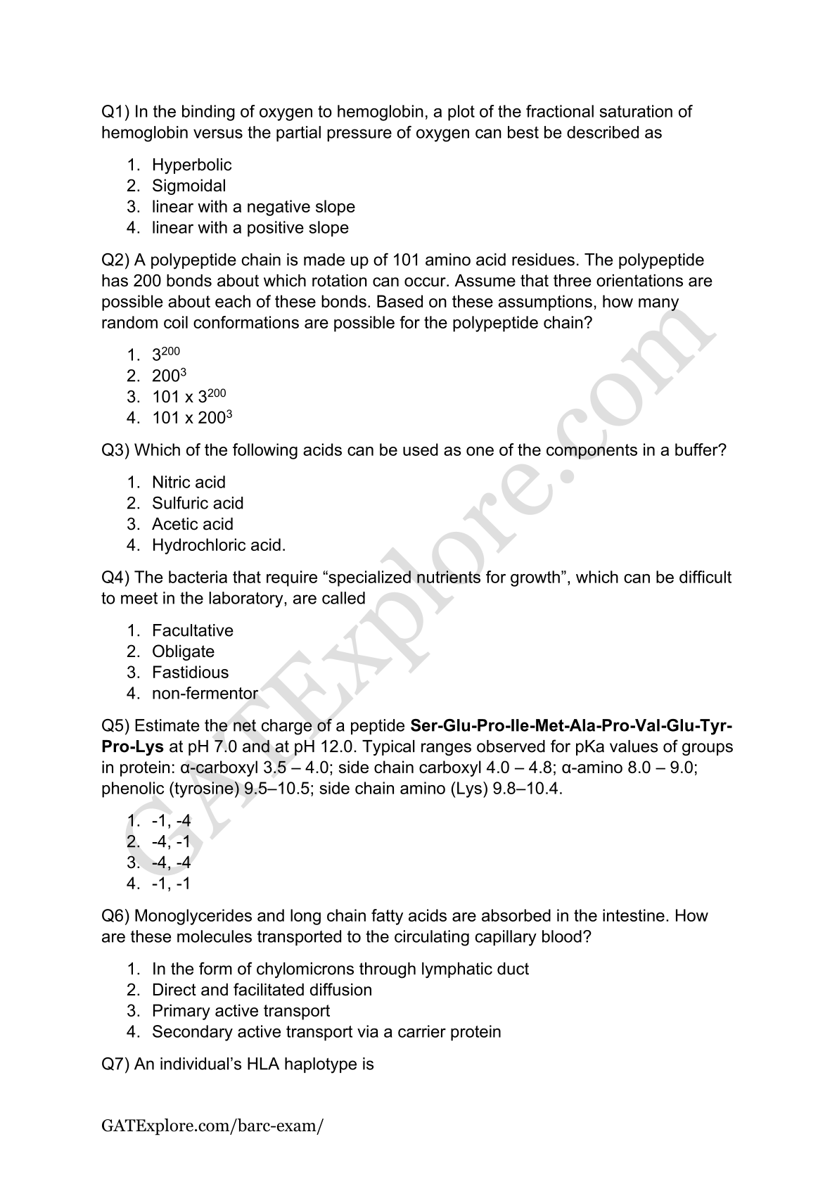 BARC Exam 2026 (OCES/DGFS) BioScience Model Question Papers with Answer Key (PYQ) - GATExplore Store