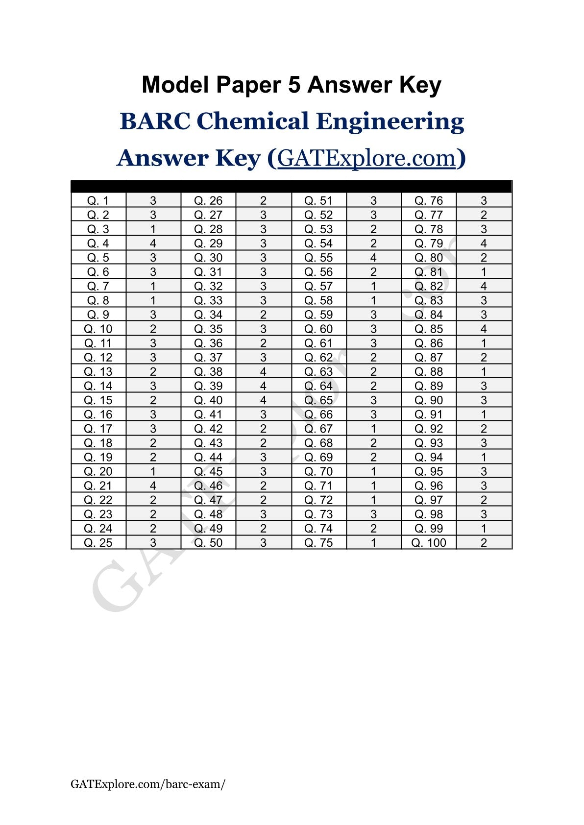 BARC Exam 2026 (OCES/DGFS) CHEMICAL Model Question Papers with Answer Key (PYQ) - GATExplore Store