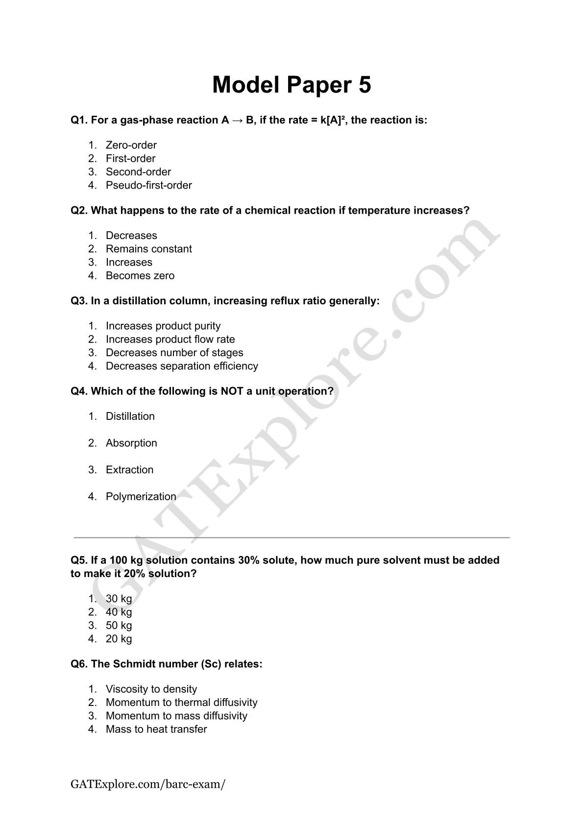 BARC Exam 2026 (OCES/DGFS) CHEMICAL Model Question Papers with Answer Key (PYQ) - GATExplore Store