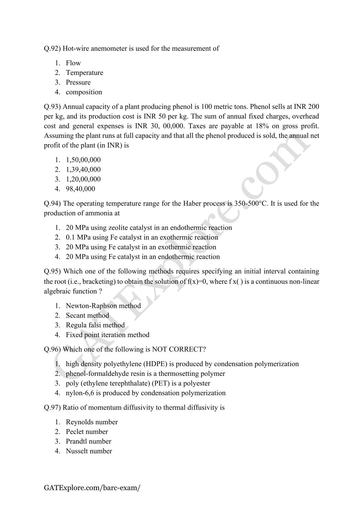 BARC Exam 2026 (OCES/DGFS) CHEMICAL Model Question Papers with Answer Key (PYQ) - GATExplore Store