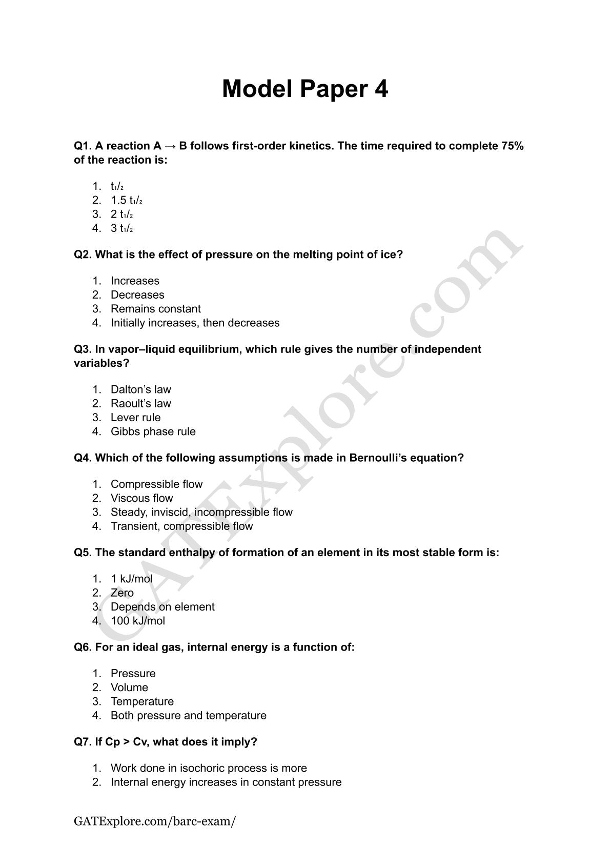 BARC Exam 2026 (OCES/DGFS) CHEMICAL Model Question Papers with Answer Key (PYQ) - GATExplore Store