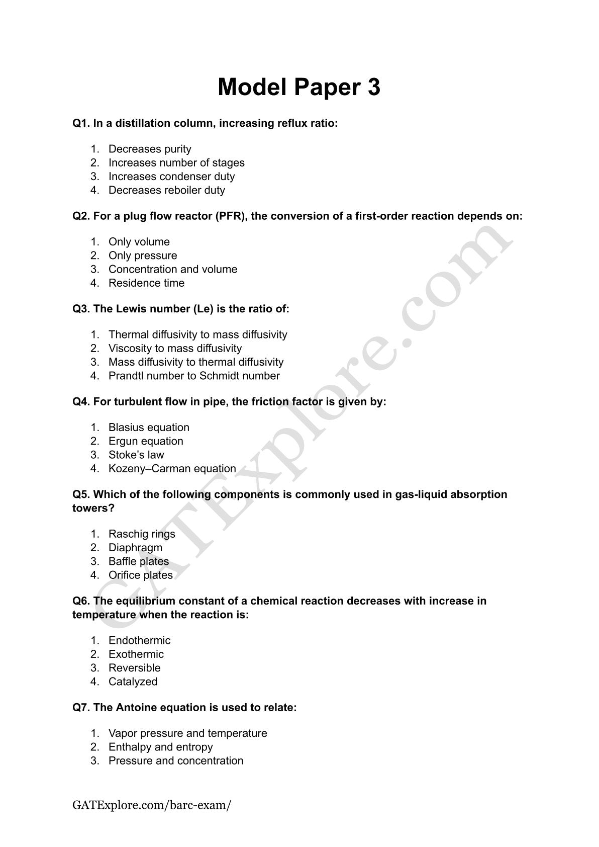 BARC Exam 2026 (OCES/DGFS) CHEMICAL Model Question Papers with Answer Key (PYQ) - GATExplore Store