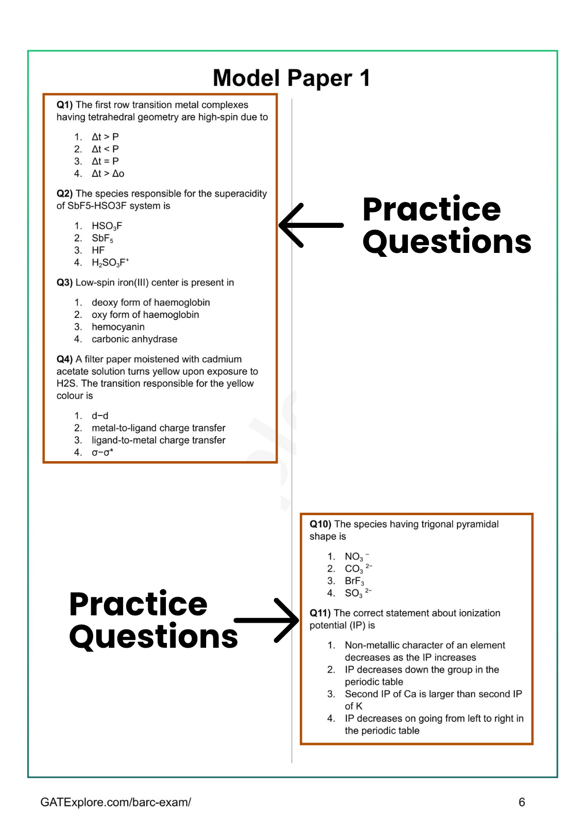 BARC Exam 2026 (OCES/DGFS) CHEMISTRY Model Question Papers with Answer Key (PYQ) - GATExplore Store