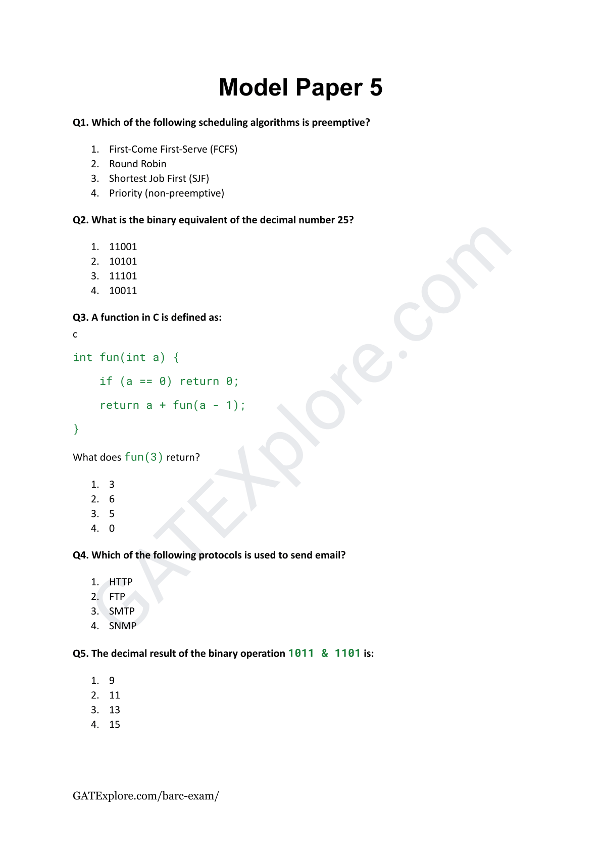 BARC Exam 2026 (OCES/DGFS) Computer Model Question Papers with Answer Key (PYQ) - GATExplore Store