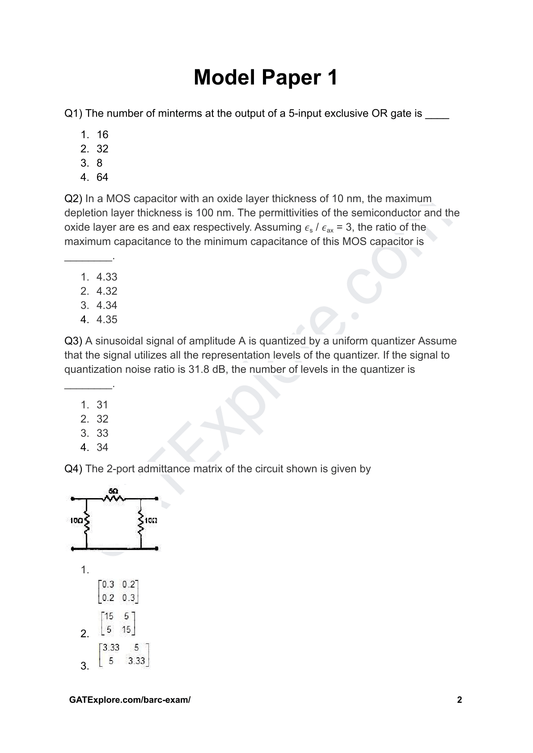 BARC Exam 2026 (OCES/DGFS) Electronics Model Question Papers with Answer Key (PYQ) - GATExplore Store