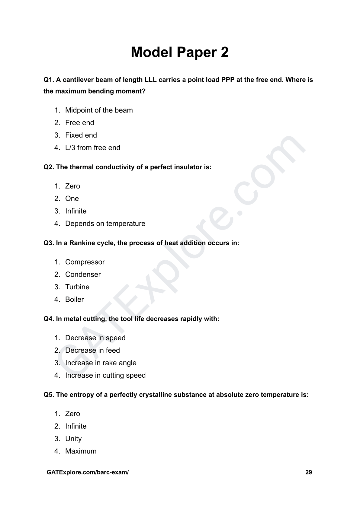 BARC Exam 2026 (OCES/DGFS) Mechanical Model Question Papers with Answer Key (PYQ) - GATExplore Store