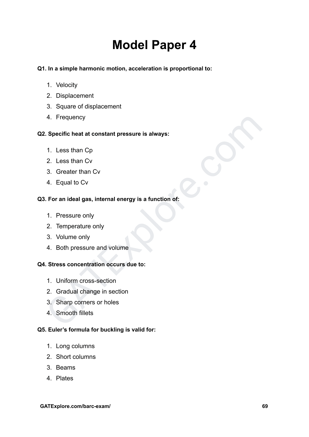 BARC Exam 2026 (OCES/DGFS) Mechanical Model Question Papers with Answer Key (PYQ) - GATExplore Store