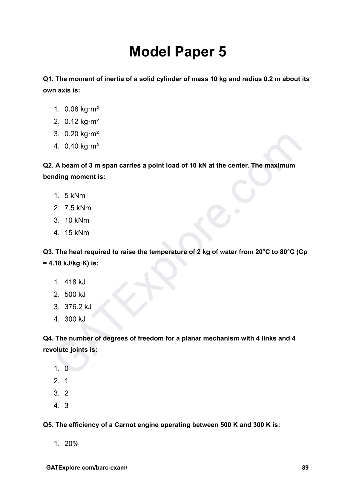 BARC Exam 2026 (OCES/DGFS) Mechanical Model Question Papers with Answer Key (PYQ) - GATExplore Store