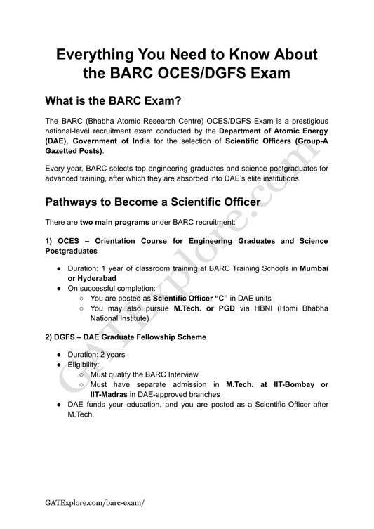 BARC Exam 2026 (OCES/DGFS) BioScience Model Question Papers with Answer Key (PYQ)