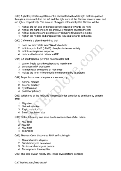 BARC Exam 2026 (OCES/DGFS) BioScience Model Question Papers with Answer Key (PYQ) - GATExplore Store