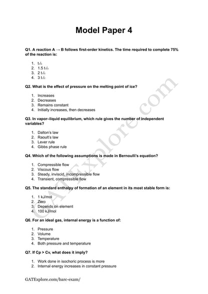 BARC Exam 2026 (OCES/DGFS) CHEMICAL Model Question Papers with Answer Key (PYQ) - GATExplore Store