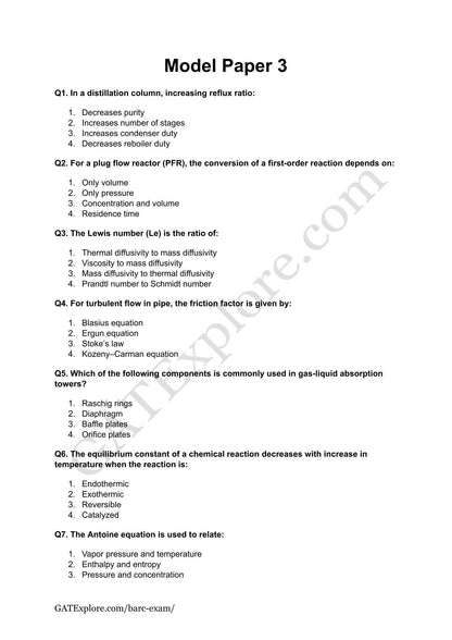 BARC Exam 2026 (OCES/DGFS) CHEMICAL Model Question Papers with Answer Key (PYQ) - GATExplore Store