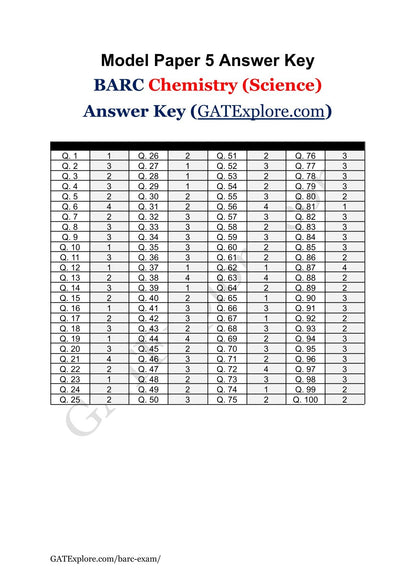 BARC Exam 2026 (OCES/DGFS) CHEMISTRY Model Question Papers with Answer Key (PYQ) - GATExplore Store