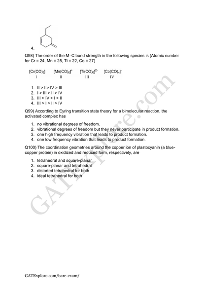 BARC Exam 2026 (OCES/DGFS) CHEMISTRY Model Question Papers with Answer Key (PYQ) - GATExplore Store