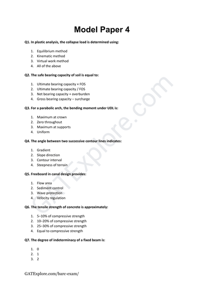 BARC Exam 2026 (OCES/DGFS) CIVIL Model Question Papers with Answer Key (PYQ) - GATExplore Store