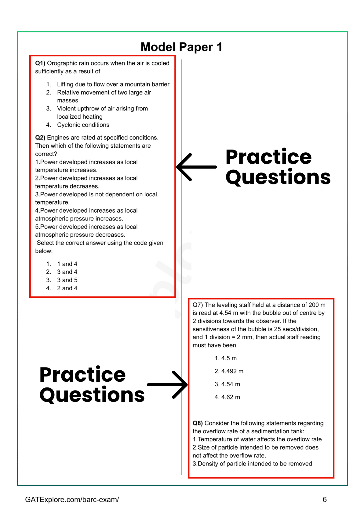 BARC Exam 2026 (OCES/DGFS) CIVIL Model Question Papers with Answer Key (PYQ) - GATExplore Store