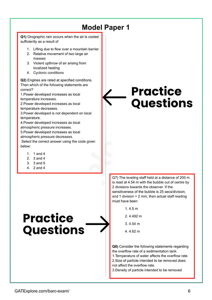 BARC Exam 2026 (OCES/DGFS) CIVIL Model Question Papers with Answer Key (PYQ) - GATExplore Store