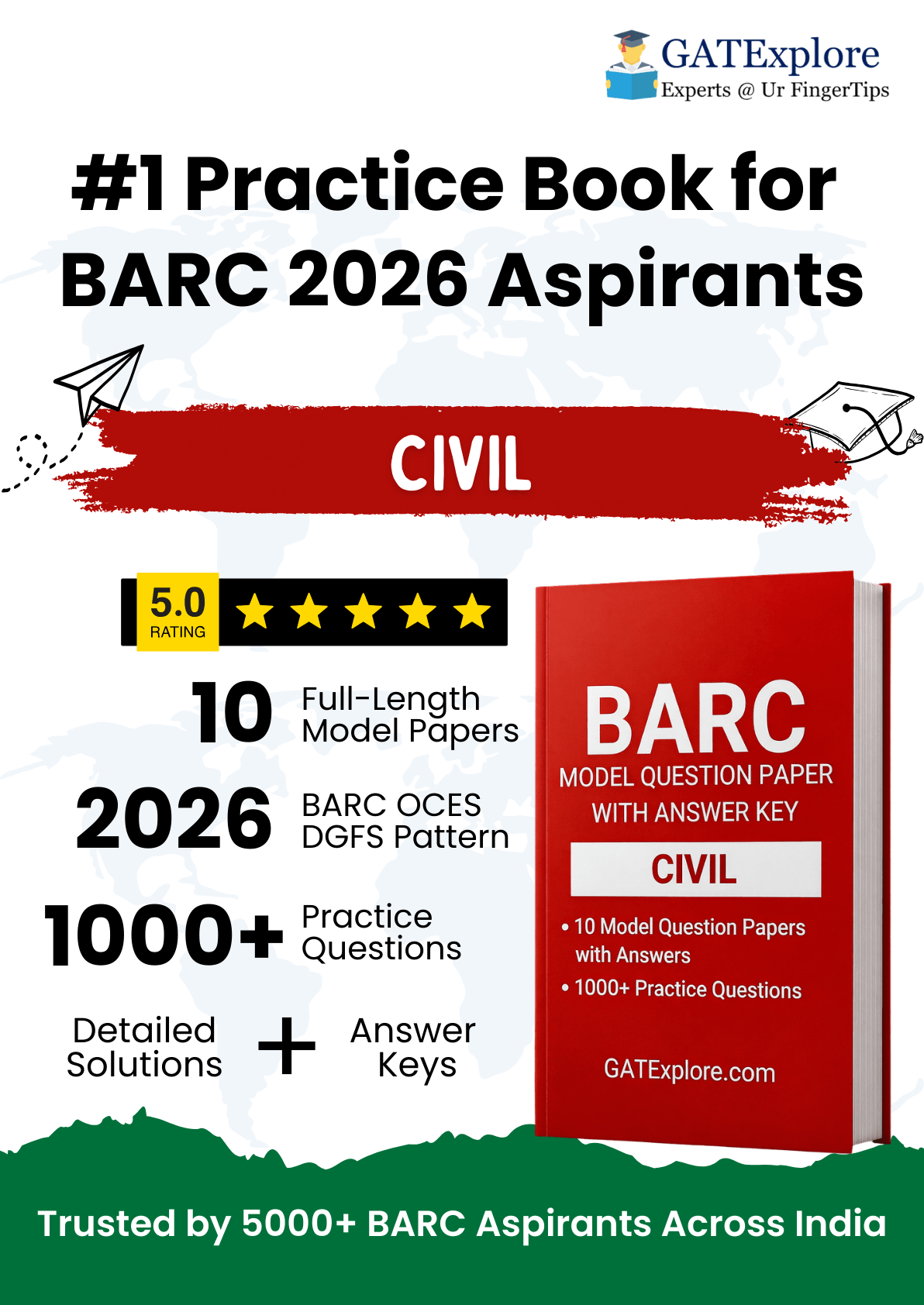 BARC Exam 2026 (OCES/DGFS) CIVIL Model Question Papers with Answer Key (PYQ) - GATExplore Store