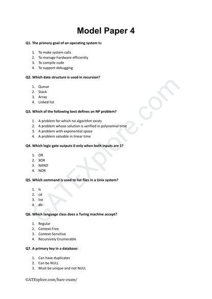 BARC Exam 2026 (OCES/DGFS) Computer Model Question Papers with Answer Key (PYQ) - GATExplore Store