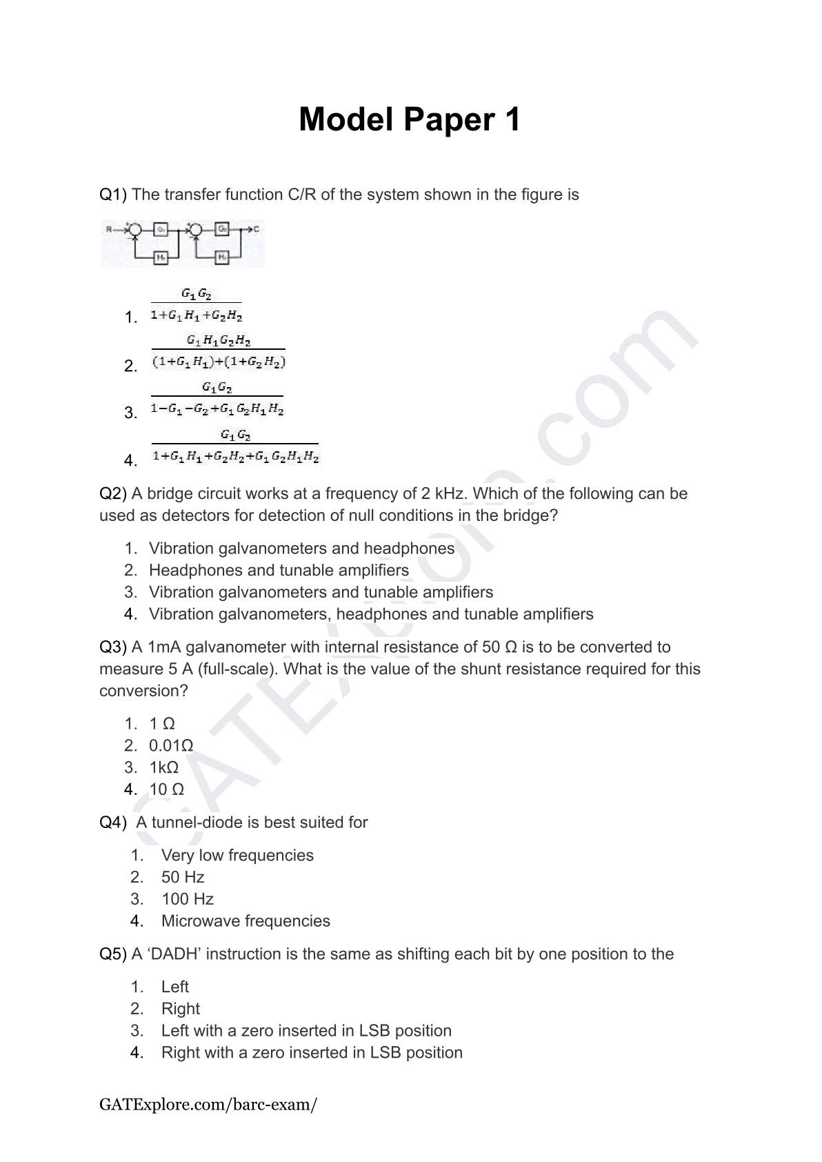 BARC Exam 2026 (OCES/DGFS) Electrical Model Question Papers with Answer Key (PYQ) - GATExplore Store