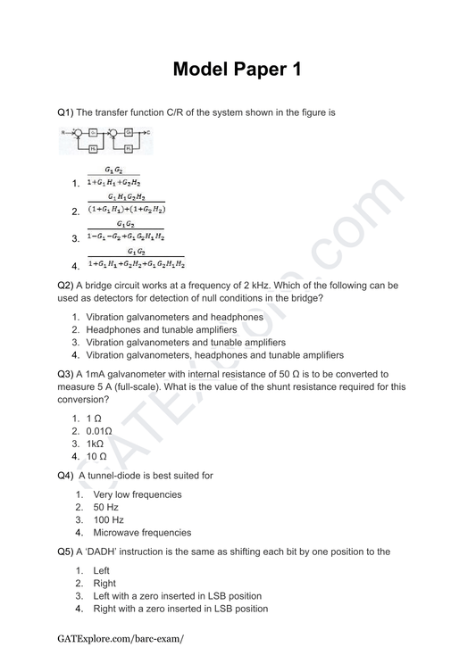 BARC Exam 2026 (OCES/DGFS) Electrical Model Question Papers with Answer Key (PYQ) - GATExplore Store