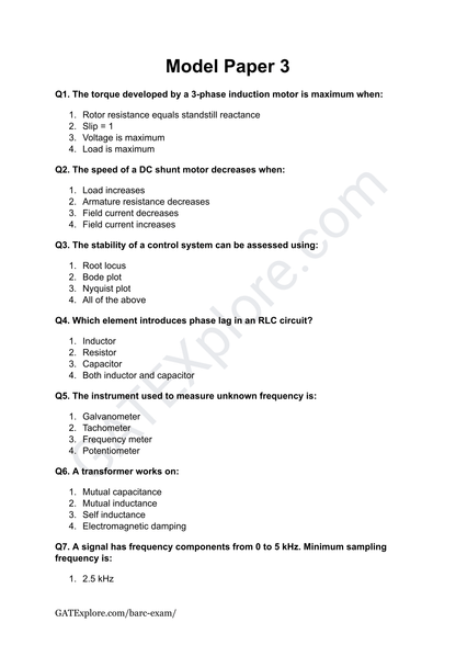 BARC Exam 2026 (OCES/DGFS) Electrical Model Question Papers with Answer Key (PYQ) - GATExplore Store