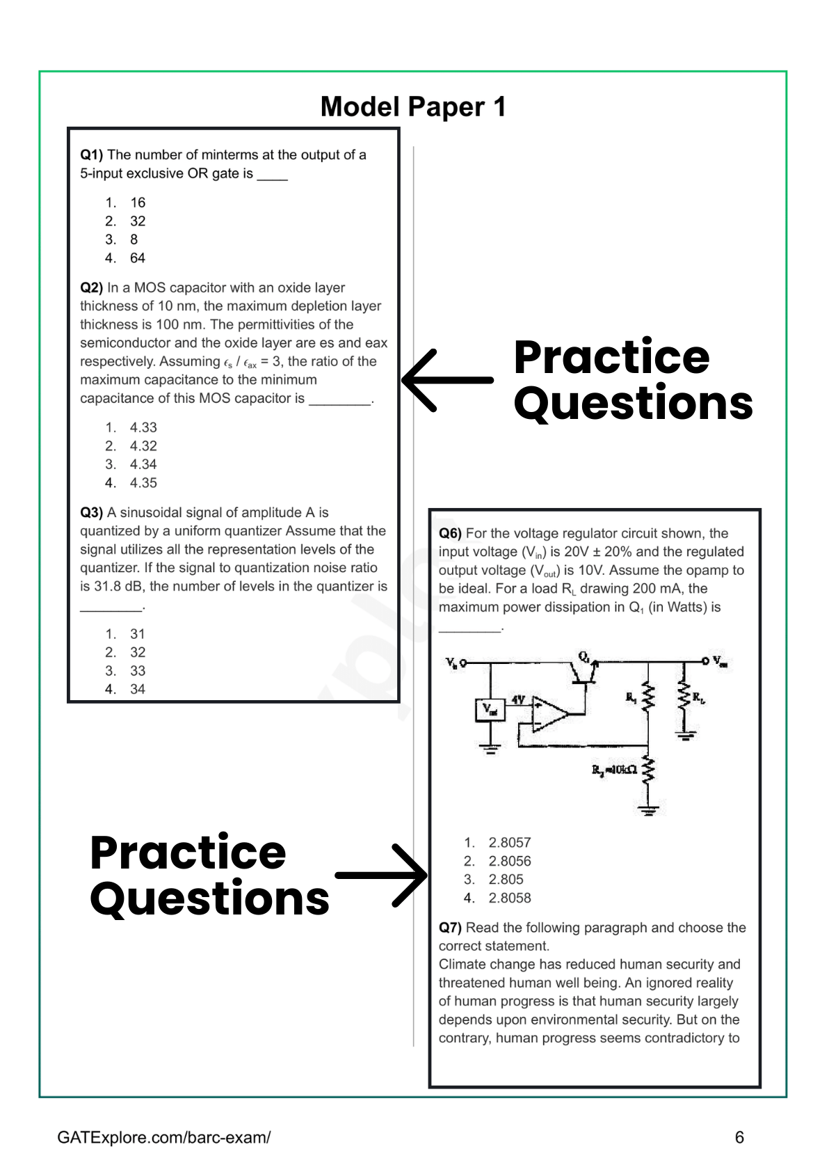 BARC Exam 2026 (OCES/DGFS) Electronics Model Question Papers with Answer Key (PYQ) - GATExplore Store