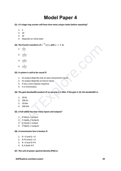 BARC Exam 2026 (OCES/DGFS) Electronics Model Question Papers with Answer Key (PYQ) - GATExplore Store
