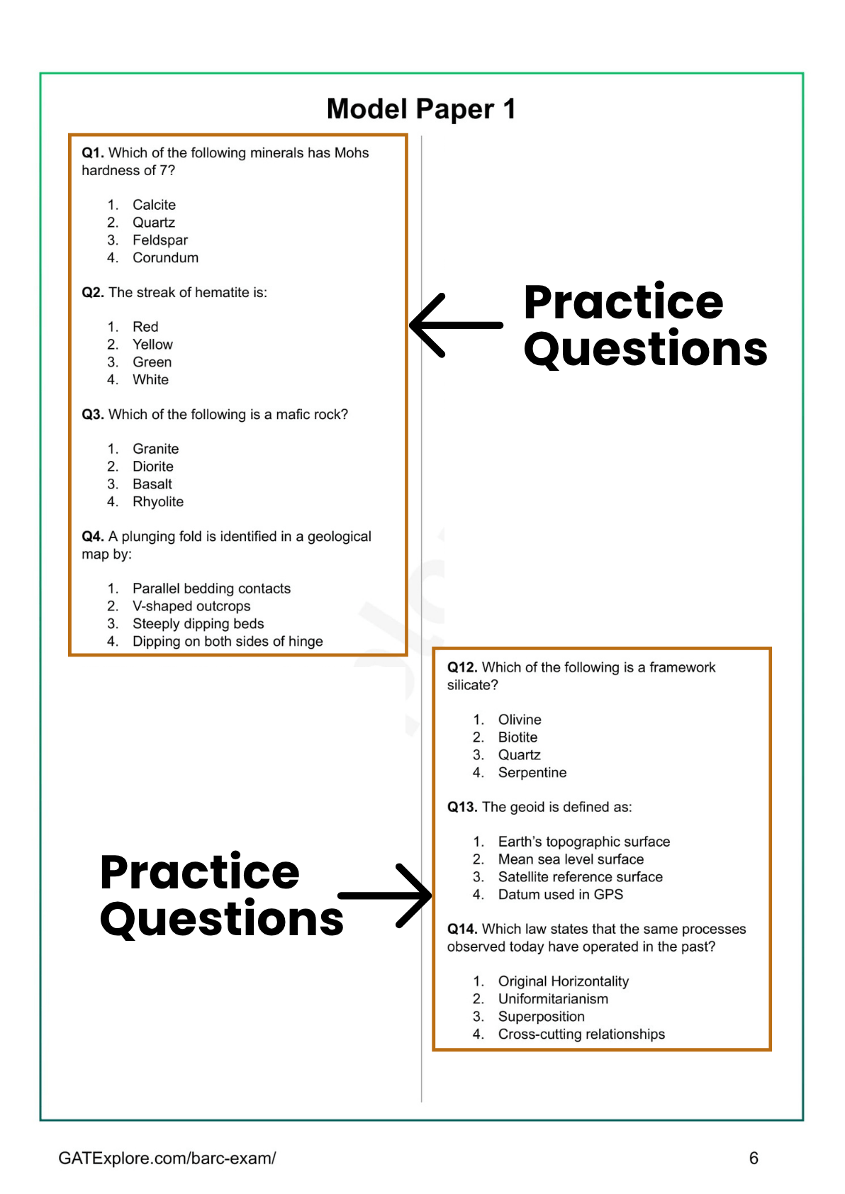 BARC Exam 2026 (OCES/DGFS) Geology Model Question Papers with Answer Key (PYQ) - GATExplore Store