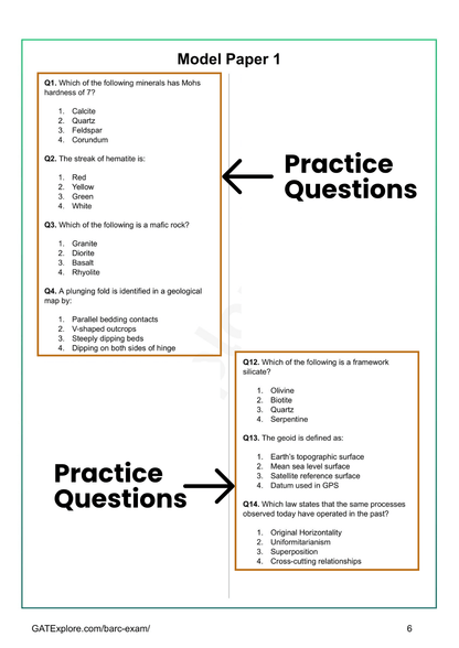 BARC Exam 2026 (OCES/DGFS) Geology Model Question Papers with Answer Key (PYQ) - GATExplore Store