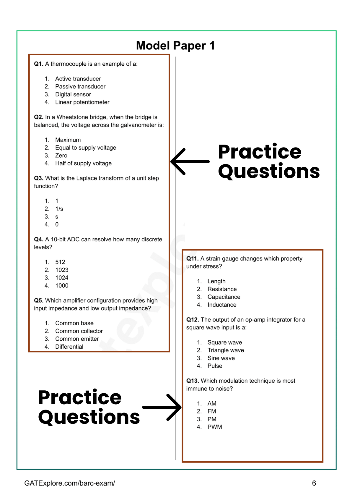 BARC Exam 2026 (OCES/DGFS) Instrumentation Model Question Papers with ...