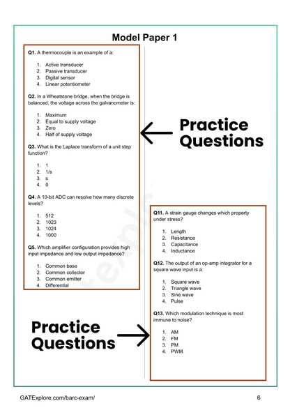 BARC Exam 2026 (OCES/DGFS) Instrumentation Model Question Papers with Answer Key (PYQ) - GATExplore Store