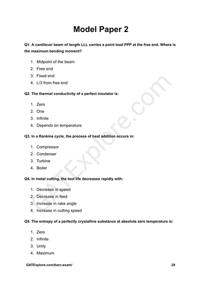 BARC Exam 2026 (OCES/DGFS) Mechanical Model Question Papers with Answer Key (PYQ) - GATExplore Store