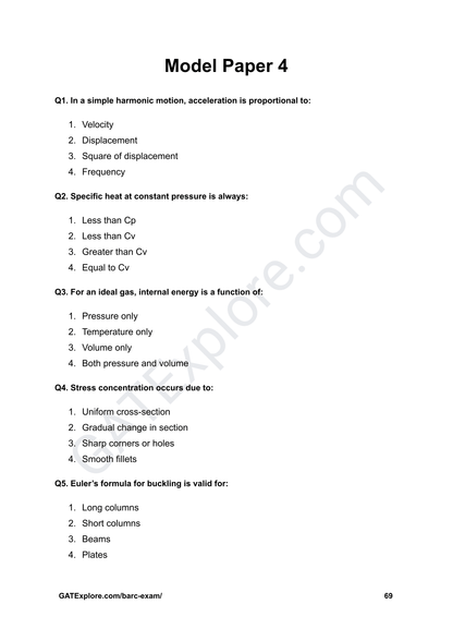 BARC Exam 2026 (OCES/DGFS) Mechanical Model Question Papers with Answer Key (PYQ) - GATExplore Store