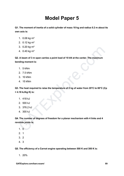 BARC Exam 2026 (OCES/DGFS) Mechanical Model Question Papers with Answer Key (PYQ) - GATExplore Store