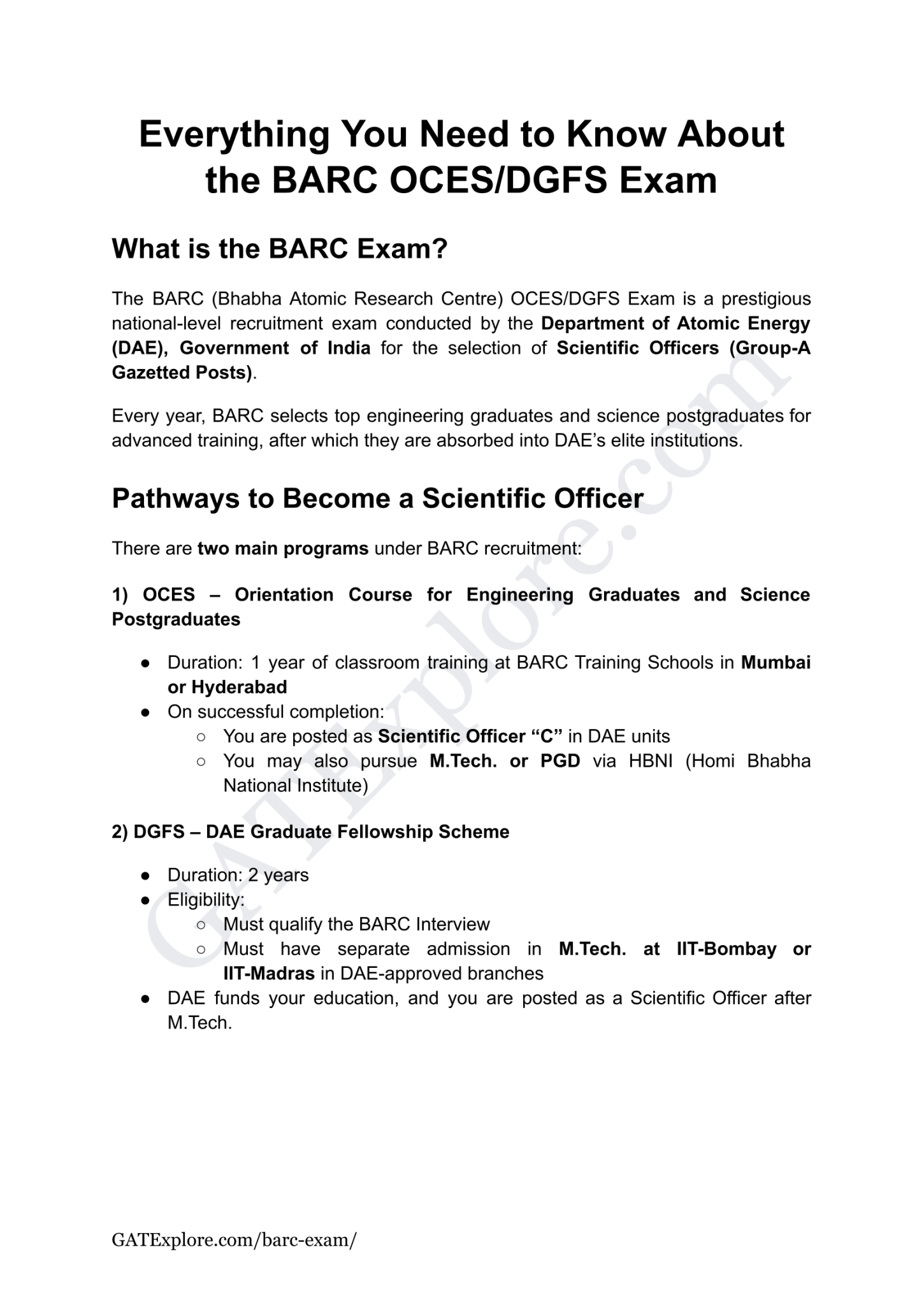 BARC Exam 2026 (OCES/DGFS) Metallurgical Model Question Papers with Answer Key (PYQ) - GATExplore Store
