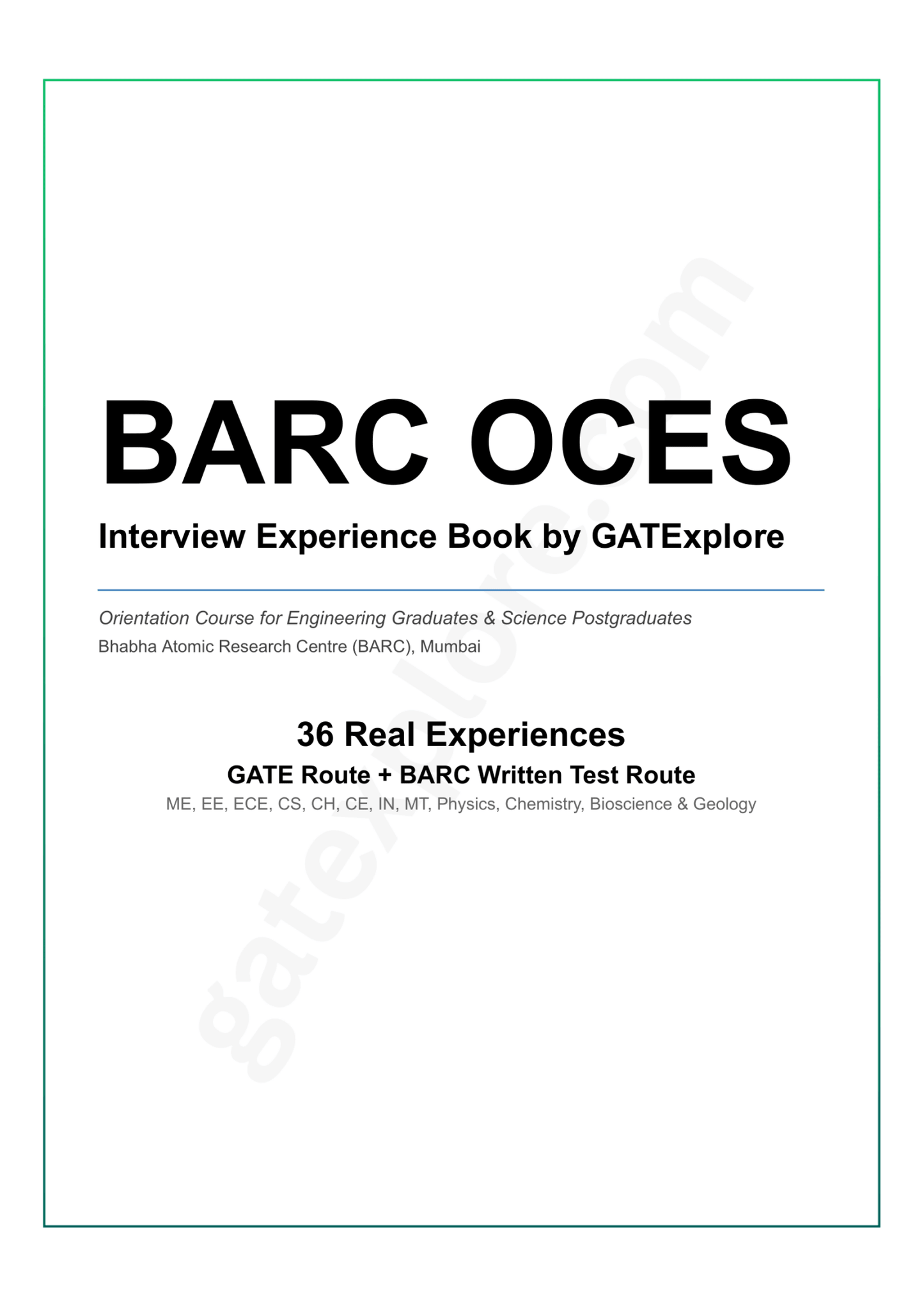 BARC OCES Interview Experience Book - GATExplore Store