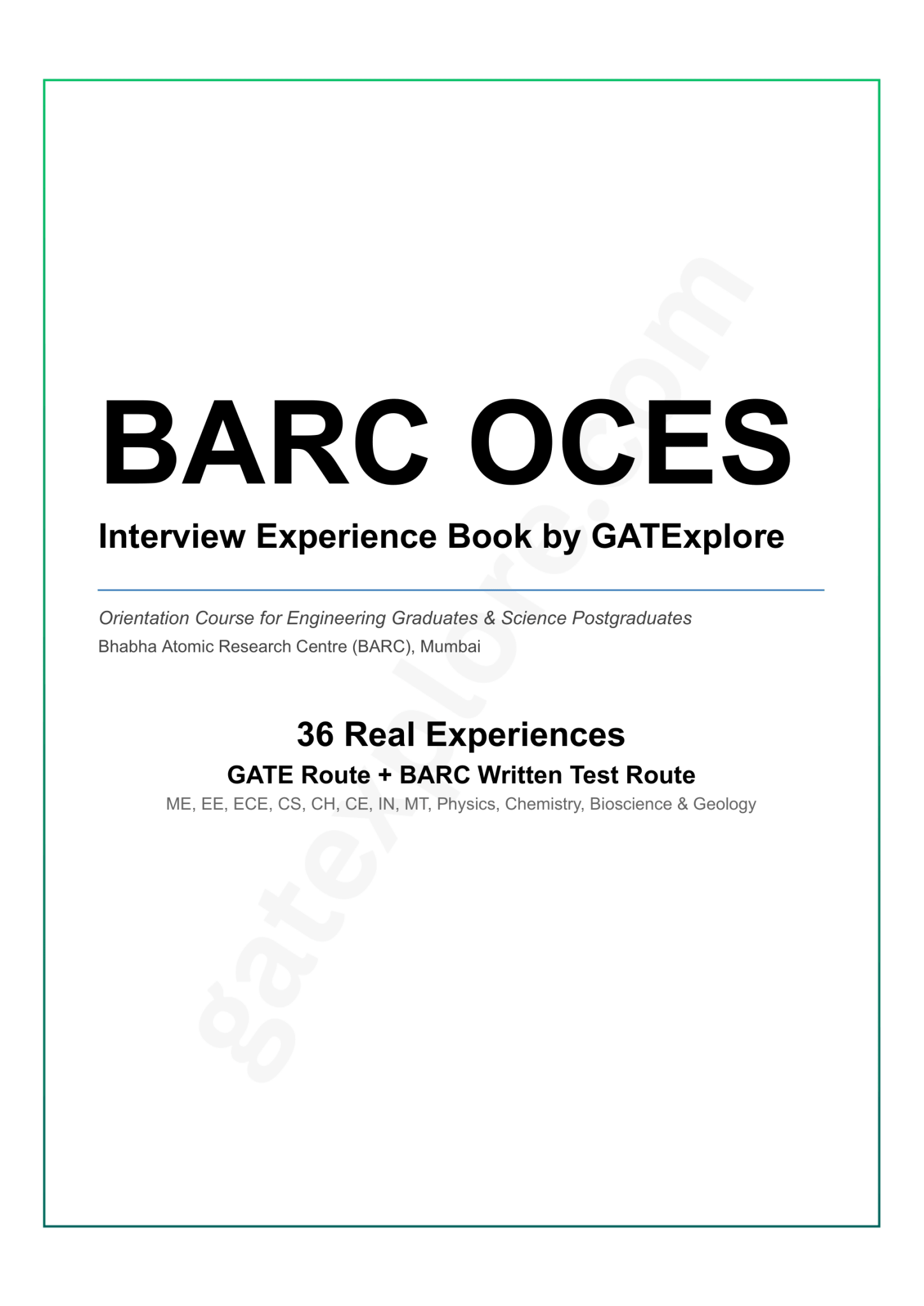 BARC OCES Interview Experience Book - GATExplore Store